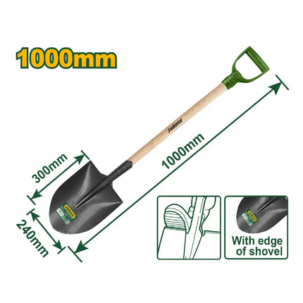 Iron rake with wooden handle 100 cm – carbon steel head 24 × 30 cm by Jadafer (JDSE1327)